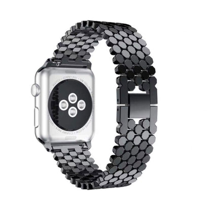 For Apple Watch Ultra 49mm&Watch Ultra 2 49mm / Series 9&8&7 45mm / SE 3&SE 2&6&SE&5&4 44mm / 3&2&1 42mm Honeycomb Stainless Steel Watch Band Strap(Black) by bashfashion