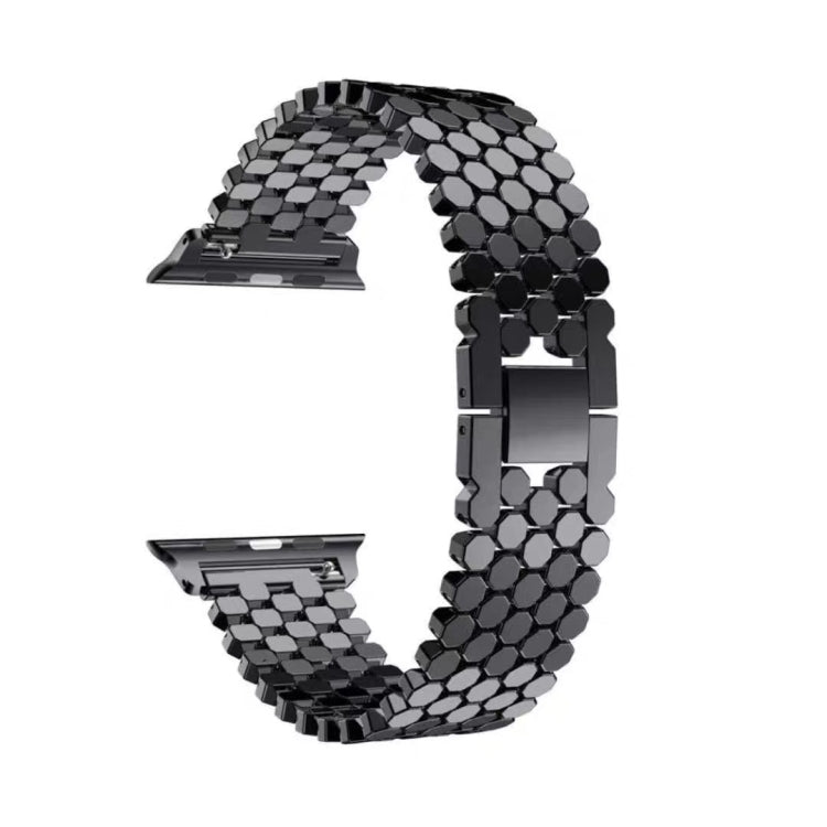 For Apple Watch Ultra 49mm&Watch Ultra 2 49mm / Series 9&8&7 45mm / SE 3&SE 2&6&SE&5&4 44mm / 3&2&1 42mm Honeycomb Stainless Steel Watch Band Strap(Black) by bashfashion