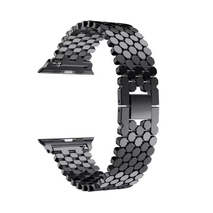 For Apple Watch Series 7 41mm / 6 & SE & 5 & 4 40mm / 3 & 2 & 1 38mm Honeycomb Stainless Steel Strap(black) by bashfashion