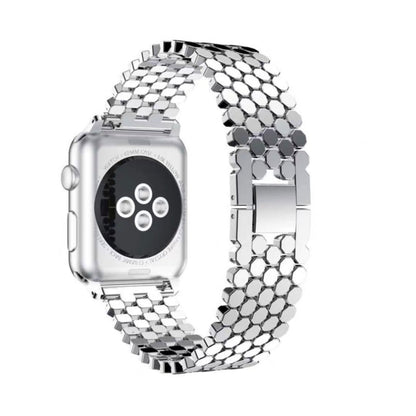 For Apple Watch Series 7 41mm / 6 & SE & 5 & 4 40mm / 3 & 2 & 1 38mm Honeycomb Stainless Steel Strap(silver) by bashfashion