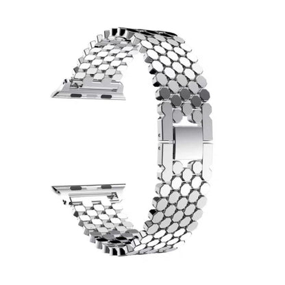 For Apple Watch Series 7 41mm / 6 & SE & 5 & 4 40mm / 3 & 2 & 1 38mm Honeycomb Stainless Steel Strap(silver) by bashfashion