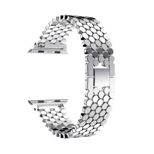 For Apple Watch Series 7 41mm / 6 & SE & 5 & 4 40mm / 3 & 2 & 1 38mm Honeycomb Stainless Steel Strap(silver) by bashfashion