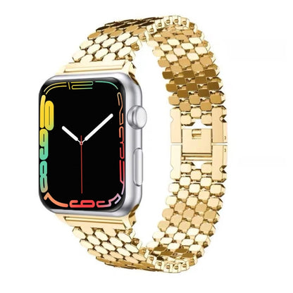 For Apple Watch Series 7 41mm / 6 & SE & 5 & 4 40mm / 3 & 2 & 1 38mm Honeycomb Stainless Steel Strap(silver) by bashfashion