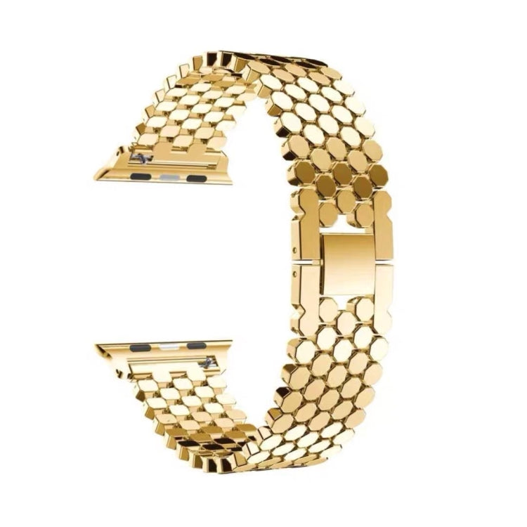 For Apple Watch Series 7 41mm / 6 & SE & 5 & 4 40mm / 3 & 2 & 1 38mm Honeycomb Stainless Steel Strap(golden) by bashfashion
