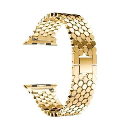 For Apple Watch Series 7 41mm / 6 & SE & 5 & 4 40mm / 3 & 2 & 1 38mm Honeycomb Stainless Steel Strap(golden) by bashfashion