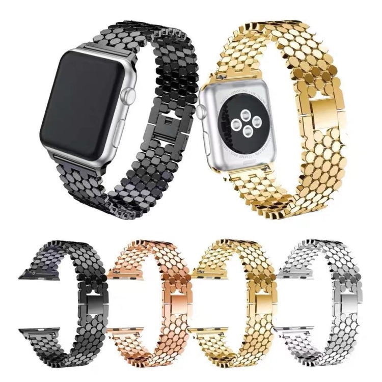 For Apple Watch Series 7 41mm / 6 & SE & 5 & 4 40mm / 3 & 2 & 1 38mm Honeycomb Stainless Steel Strap(golden) by bashfashion