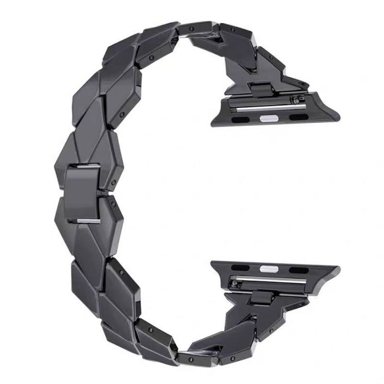 For Apple Watch Series 7 45mm / 6 & SE & 5 & 4 44mm / 3 & 2 & 1 42mm Diamond Stainless Steel Watch Band Strap(Black) by bashfashion