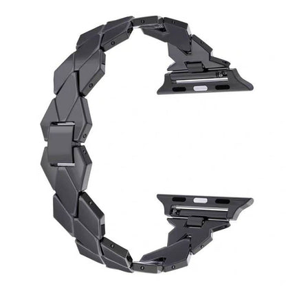 For Apple Watch Series 7 41mm / 6 & SE & 5 & 4 40mm / 3 & 2 & 1 38mm Diamond Stainless Steel Watch Band Strap(Black) by bashfashion