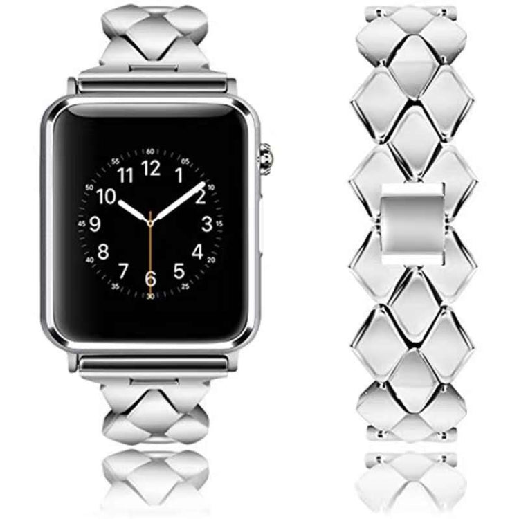 For Apple Watch Series 7 41mm / 6 & SE & 5 & 4 40mm / 3 & 2 & 1 38mm Diamond Stainless Steel Watch Band Strap(Silver) by bashfashion