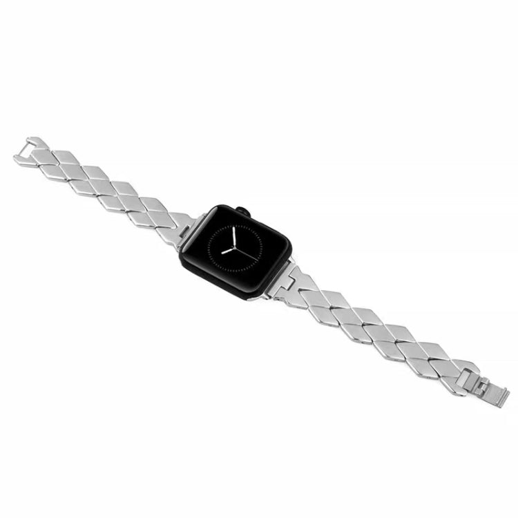 For Apple Watch Series 7 41mm / 6 & SE & 5 & 4 40mm / 3 & 2 & 1 38mm Diamond Stainless Steel Watch Band Strap(Silver) by bashfashion