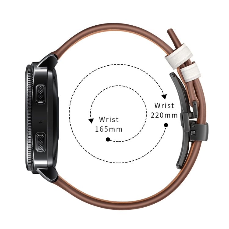 22mm For Huawei Watch GT2e / GT2 46mm Black Butterfly Buckle Leather Watch Band(White) by bashfashion