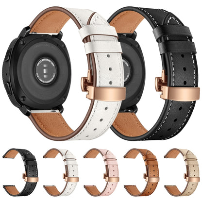 22mm For Huawei Watch GT2e / GT2 46mm Leather Butterfly Buckle Strap Rose Gold Buckle(Black) by bashfashion