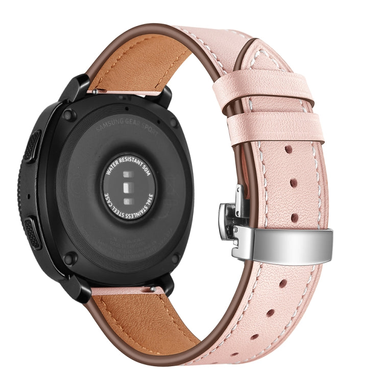 22mm For Huawei Watch GT2e / GT2 46mm Leather Butterfly Buckle Strap Silver Buckle(Pink) by bashfashion