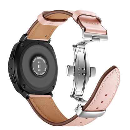 22mm For Huawei Watch GT2e / GT2 46mm Leather Butterfly Buckle Strap Silver Buckle(Pink) by bashfashion