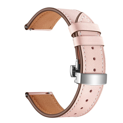 22mm For Huawei Watch GT2e / GT2 46mm Leather Butterfly Buckle Strap Silver Buckle(Pink) by bashfashion