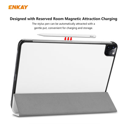 For iPad Pro 11 2022 / 2020 / 2021 ENKAY ENK-8001 Denim Pattern Horizontal Flip Leather Smart Tablet Case with Holder(White) by ENKAY