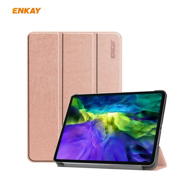 For iPad Pro 11 2022 / 2020 / 2021 ENKAY ENK-8001 Denim Pattern Horizontal Flip Leather Smart Tablet Case with Holder(Pink) by ENKAY