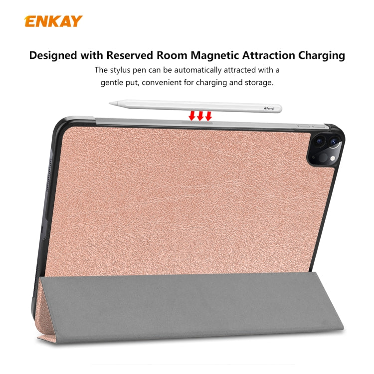 For iPad Pro 11 2022 / 2020 / 2021 ENKAY ENK-8001 Denim Pattern Horizontal Flip Leather Smart Tablet Case with Holder(Pink) by ENKAY