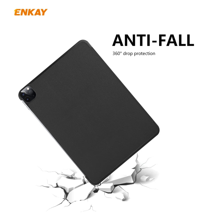 For iPad Pro 11 2022 / 2020 / 2021 ENKAY ENK-8001 Denim Pattern Horizontal Flip Leather Smart Tablet Case with Holder(Black) by ENKAY