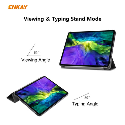 For iPad Pro 11 2022 / 2020 / 2021 ENKAY ENK-8001 Denim Pattern Horizontal Flip Leather Smart Tablet Case with Holder(Black) by ENKAY
