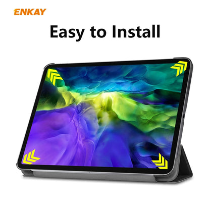 For iPad Pro 11 2022 / 2020 / 2021 ENKAY ENK-8001 Denim Pattern Horizontal Flip Leather Smart Tablet Case with Holder(Black) by ENKAY