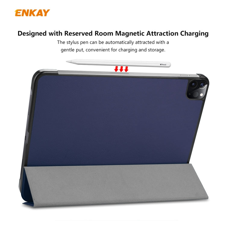 For iPad Pro 11 2022 / 2020 / 2021 ENKAY ENK-8001 Denim Pattern Horizontal Flip Leather Smart Tablet Case with Holder(Dark Blue) by ENKAY
