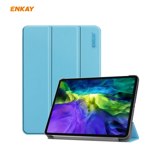 For iPad Pro 11 2022 / 2020 / 2021 ENKAY ENK-8001 Denim Pattern Horizontal Flip Leather Smart Tablet Case with Holder (Light Blue) by ENKAY
