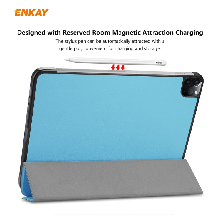 For iPad Pro 11 2022 / 2020 / 2021 ENKAY ENK-8001 Denim Pattern Horizontal Flip Leather Smart Tablet Case with Holder (Light Blue) by ENKAY