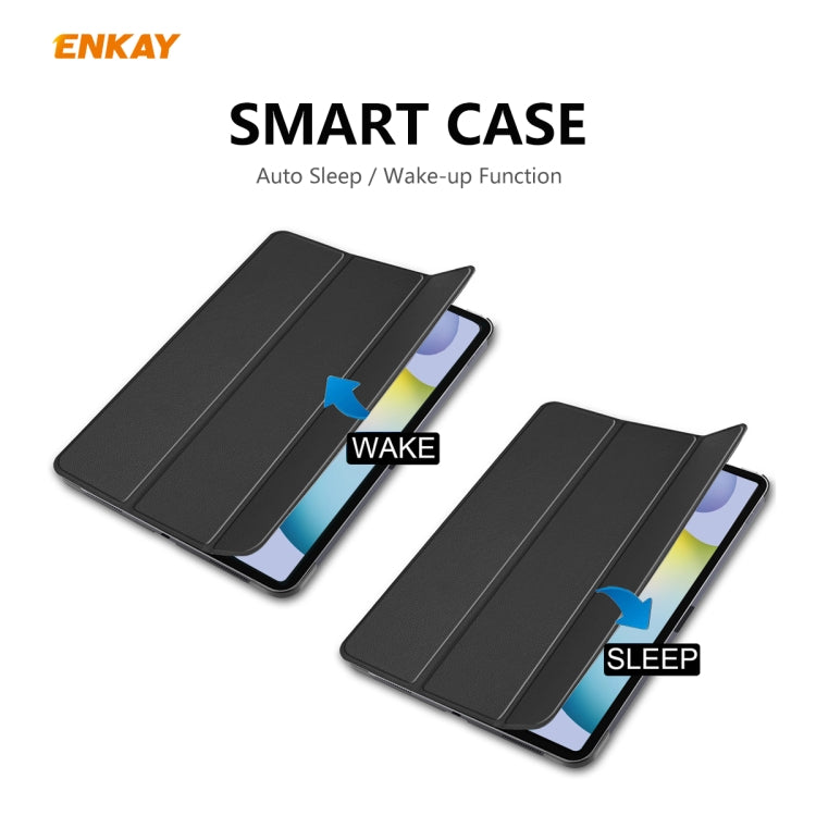 For Samsung Galaxy Tab S6 Lite P610 / P615 / Tab S6 Lite 2022 / P613 / P619 ENKAY 3-Fold Plastic Leather Smart Tablet Case(Black) by ENKAY