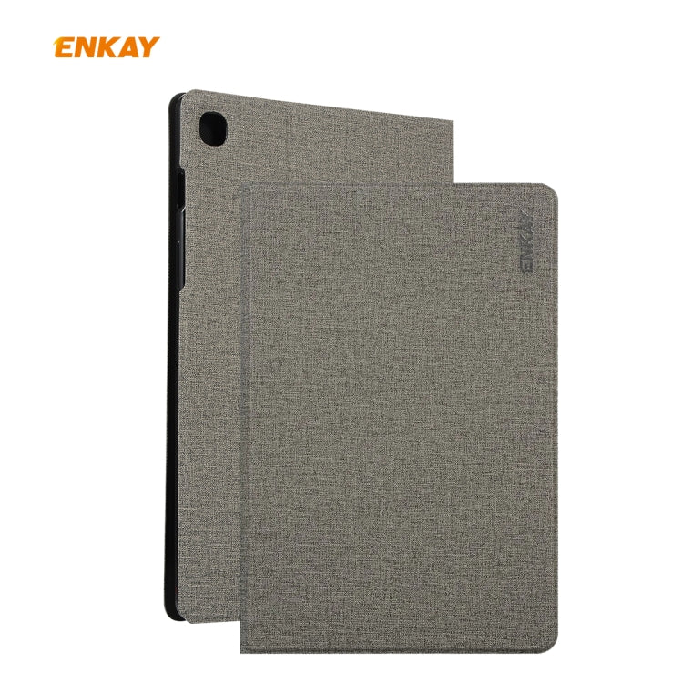 For Samsung Galaxy Tab S6 Lite P610 / P615 / Tab S6 Lite 2022 / P613 / P619 ENKAY Coarse Cloth Leather Smart Tablet Case(Grey) by ENKAY