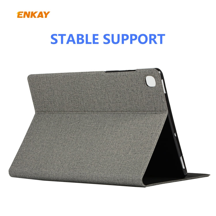 For Samsung Galaxy Tab S6 Lite P610 / P615 / Tab S6 Lite 2022 / P613 / P619 ENKAY Coarse Cloth Leather Smart Tablet Case(Grey) by ENKAY