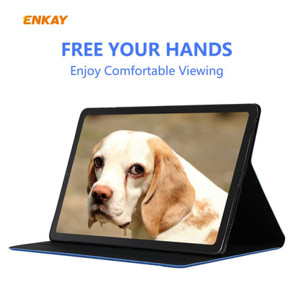 For Samsung Galaxy Tab S6 Lite P610 / P615 / Tab S6 Lite 2022 / P613 / P619 ENKAY Coarse Cloth Leather Smart Tablet Case(Blue) by ENKAY