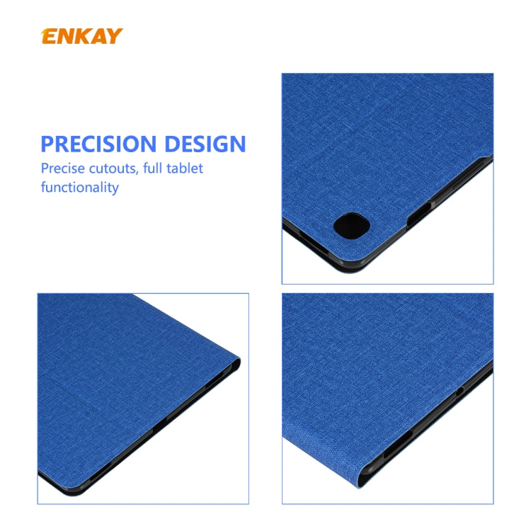 For Samsung Galaxy Tab S6 Lite P610 / P615 / Tab S6 Lite 2022 / P613 / P619 ENKAY Coarse Cloth Leather Smart Tablet Case(Blue) by ENKAY