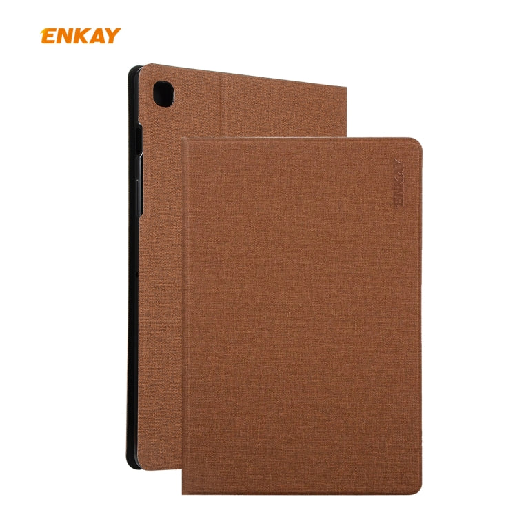 For Samsung Galaxy Tab S6 Lite P610 / P615 / Tab S6 Lite 2022 / P613 / P619 ENKAY Coarse Cloth Leather Smart Tablet Case(Brown) by ENKAY