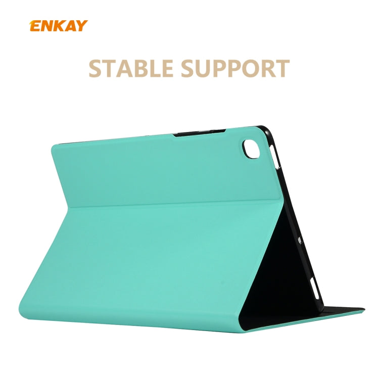 For Samsung Galaxy Tab S6 Lite P610 / P615 / Tab S6 Lite 2022 / P613 / P619 ENKAY Elastic Leather Tablet Case with Holder(Cyan) by ENKAY