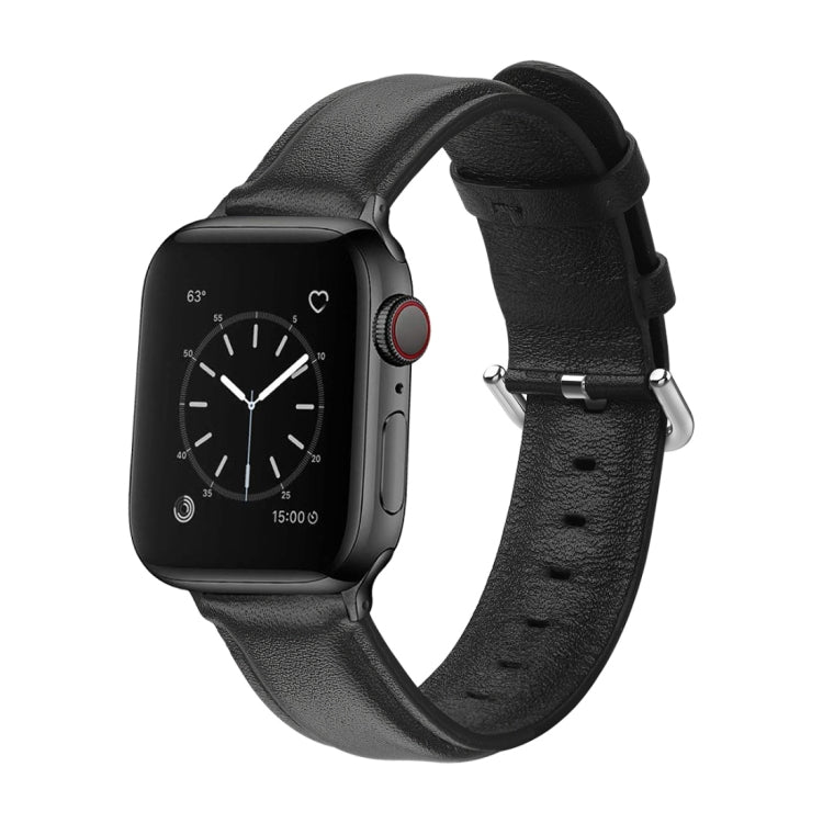 For Apple Watch Series 5 & 4 44mm 3 & 2 & 1 42mm Round Hole Leather Strap(Black) by bashfashion