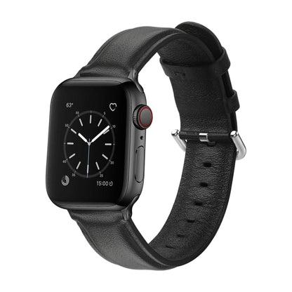 For Apple Watch Series 5 & 4 44mm 3 & 2 & 1 42mm Round Hole Leather Strap(Black) by bashfashion
