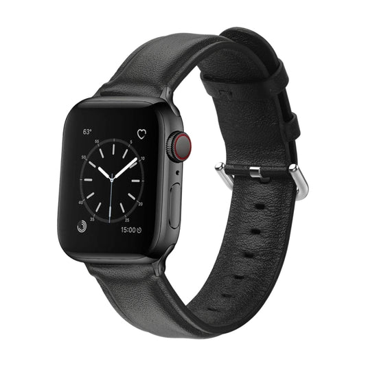 For Apple Watch Series 5 & 4 44mm 3 & 2 & 1 42mm Round Hole Leather Strap(Black) by bashfashion
