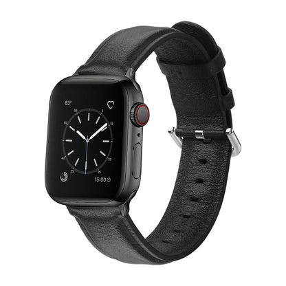 For Apple Watch Series 5 & 4 44mm 3 & 2 & 1 42mm Round Hole Leather Strap(Black) by bashfashion