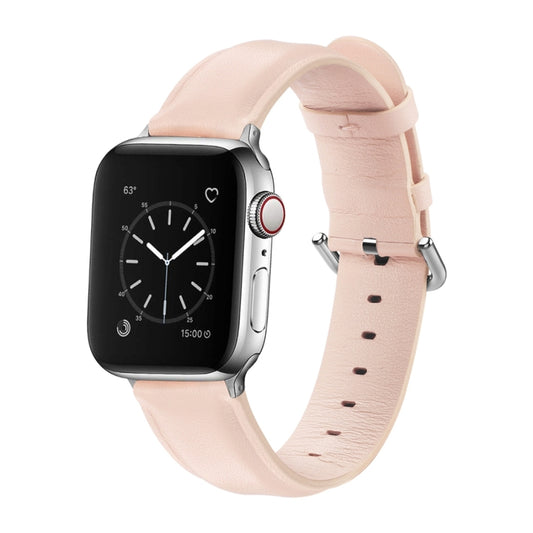 For Apple Watch Series 5 & 4 44mm 3 & 2 & 1 42mm Round Hole Leather Strap(Pink) by bashfashion
