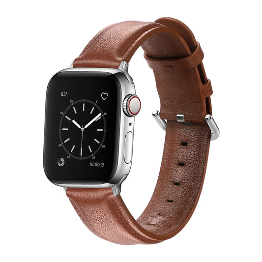 For Apple Watch Series 5 & 4 44mm 3 & 2 & 1 42mm Round Hole Leather Strap(Brown) by bashfashion