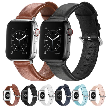 For Apple Watch Series 5 & 4 44mm 3 & 2 & 1 42mm Round Hole Leather Strap(Midnight blue) by bashfashion