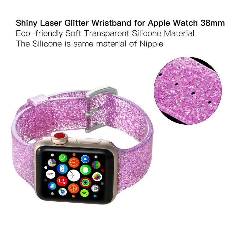 For Apple Watch Series 7 45mm / 6 & SE & 5 & 4 44mm / 3 & 2 & 1 42mm Glitter Silicone Strap(Pink) by bashfashion