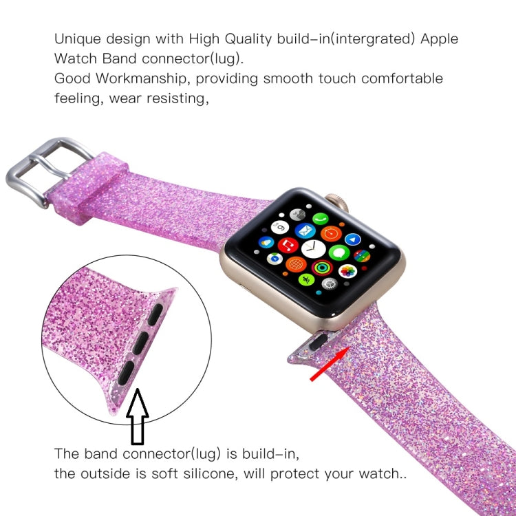For Apple Watch Series 7 45mm / 6 & SE & 5 & 4 44mm / 3 & 2 & 1 42mm Glitter Silicone Strap(Pink) by bashfashion