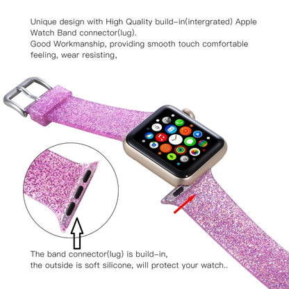 For Apple Watch Series 7 45mm / 6 & SE & 5 & 4 44mm / 3 & 2 & 1 42mm Glitter Silicone Strap(Pink) by bashfashion