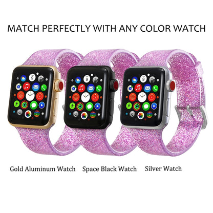 For Apple Watch Series 7 45mm / 6 & SE & 5 & 4 44mm / 3 & 2 & 1 42mm Glitter Silicone Strap(Pink) by bashfashion