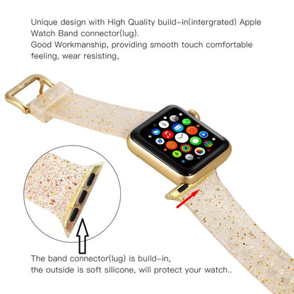 For Apple Watch Series 7 45mm / 6 & SE & 5 & 4 44mm / 3 & 2 & 1 42mm Glitter Silicone Strap(Gold) by bashfashion