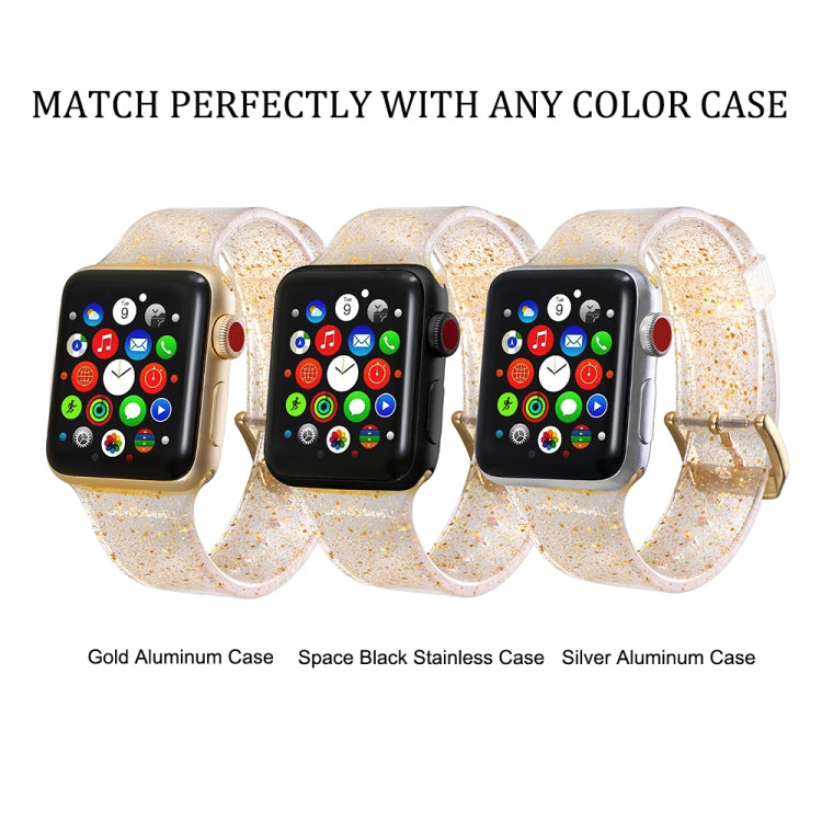 For Apple Watch Series 7 45mm / 6 & SE & 5 & 4 44mm / 3 & 2 & 1 42mm Glitter Silicone Strap(Gold) by bashfashion