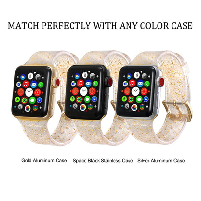 For Apple Watch Series 7 45mm / 6 & SE & 5 & 4 44mm / 3 & 2 & 1 42mm Glitter Silicone Strap(Gold) by bashfashion