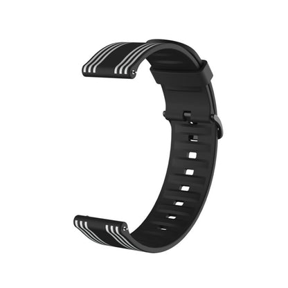 22mm For Huawei Watch GT2e / GT / GT2 46MM Striped Silicone Watch Band(Black White) by bashfashion